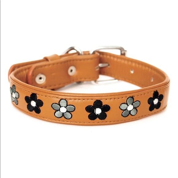 Georgie Paws Jeanne Small Floral Leather Dog Collar